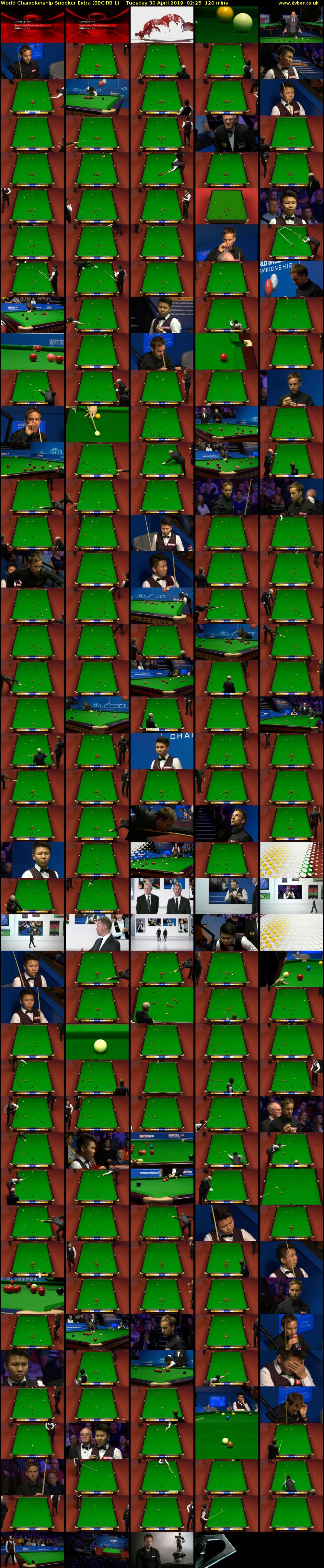 World Championship Snooker Extra (BBC RB 1) Tuesday 30 April 2019 02:25 - 04:25