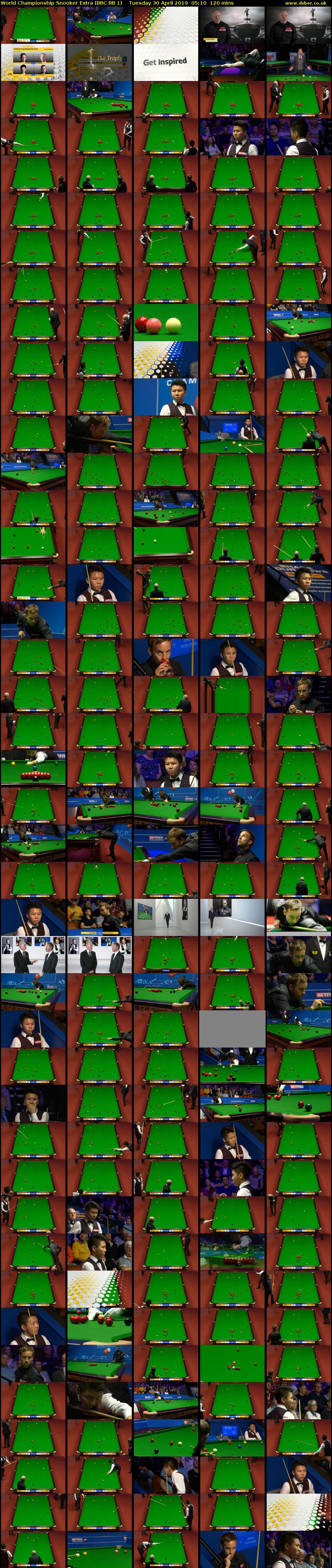 World Championship Snooker Extra (BBC RB 1) Tuesday 30 April 2019 05:10 - 07:10