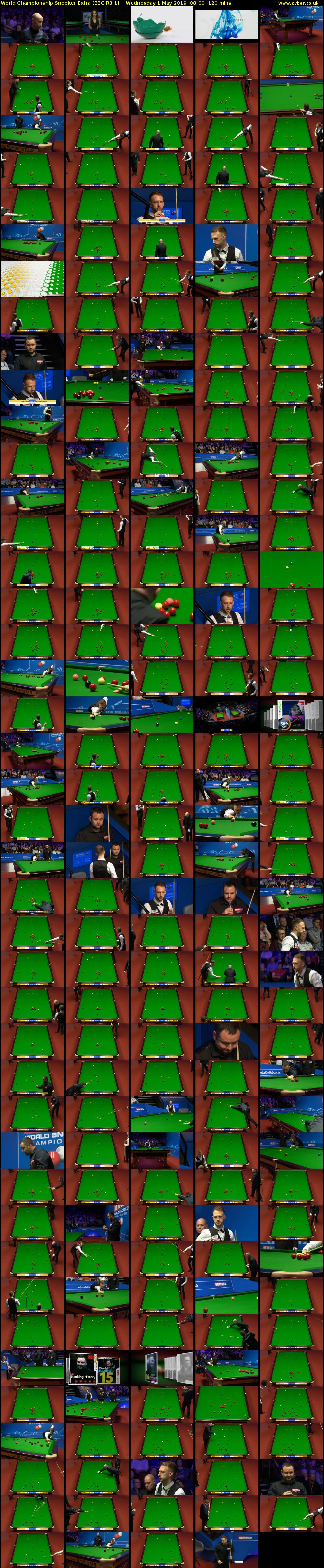 World Championship Snooker Extra (BBC RB 1) Wednesday 1 May 2019 08:00 - 10:00
