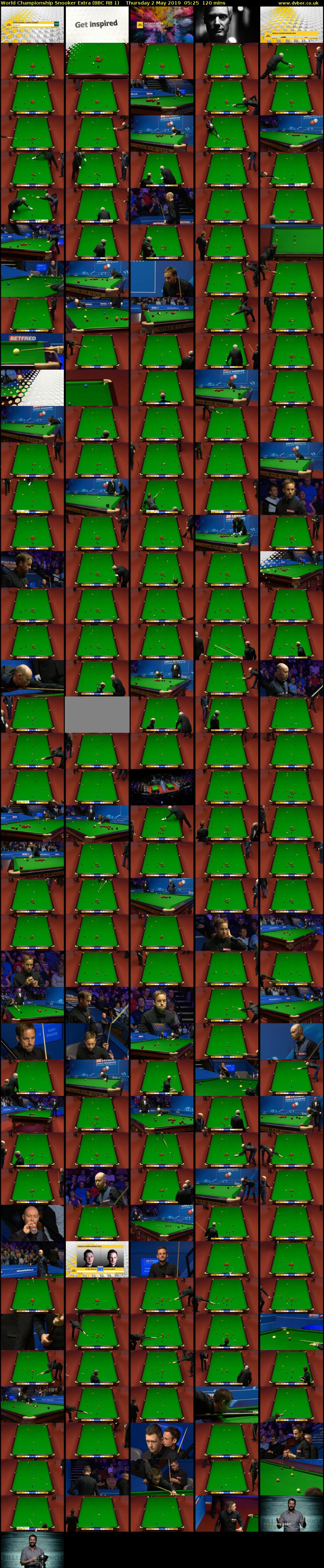 World Championship Snooker Extra (BBC RB 1) Thursday 2 May 2019 05:25 - 07:25
