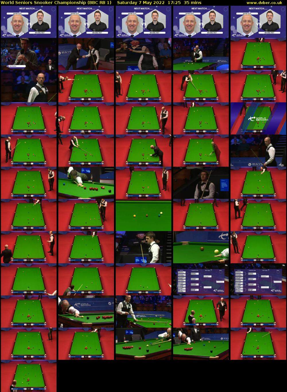 World Seniors Snooker Championship (BBC RB 1) Saturday 7 May 2022 17:25 - 18:00