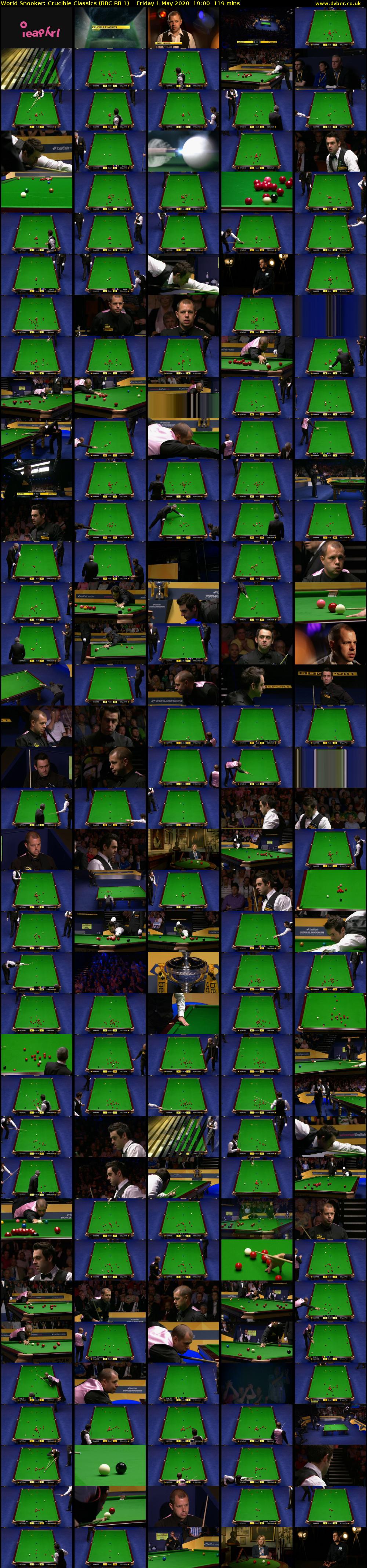 World Snooker: Crucible Classics (BBC RB 1) Friday 1 May 2020 19:00 - 20:59