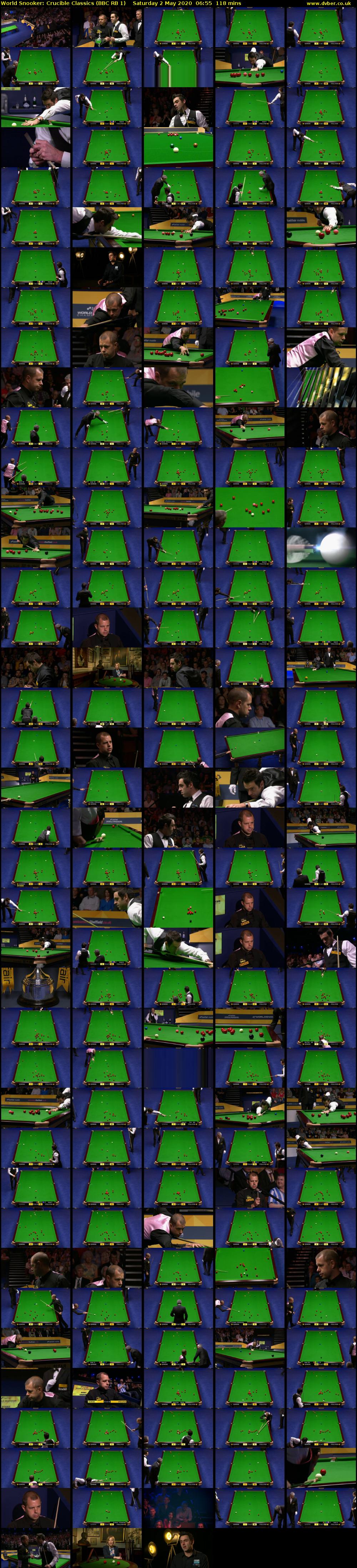 World Snooker: Crucible Classics (BBC RB 1) Saturday 2 May 2020 06:55 - 08:53