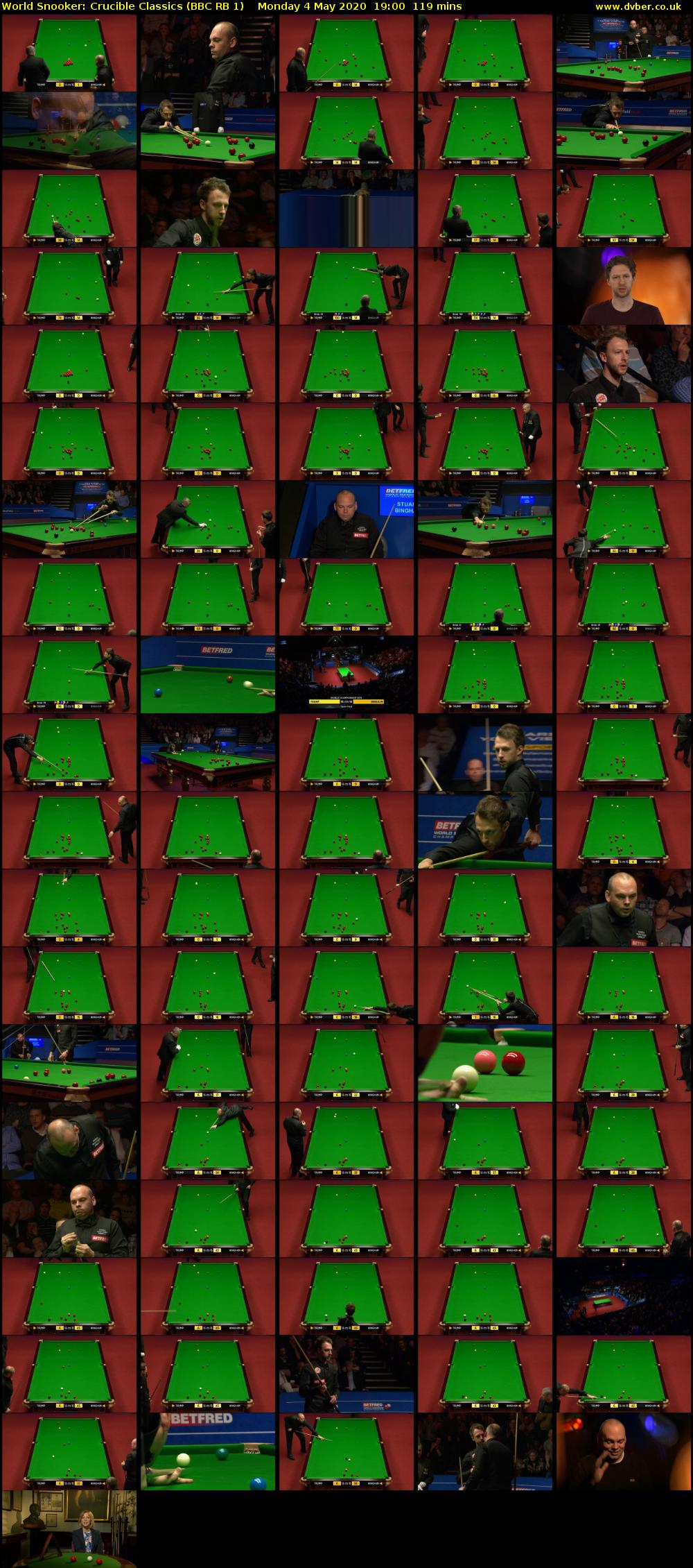 World Snooker: Crucible Classics (BBC RB 1) Monday 4 May 2020 19:00 - 20:59