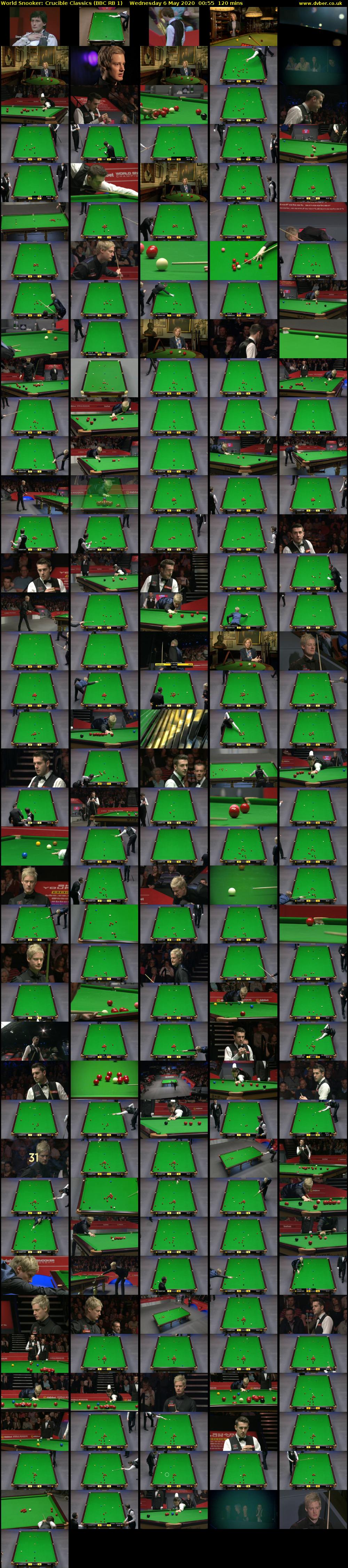 World Snooker: Crucible Classics (BBC RB 1) Wednesday 6 May 2020 00:55 - 02:55