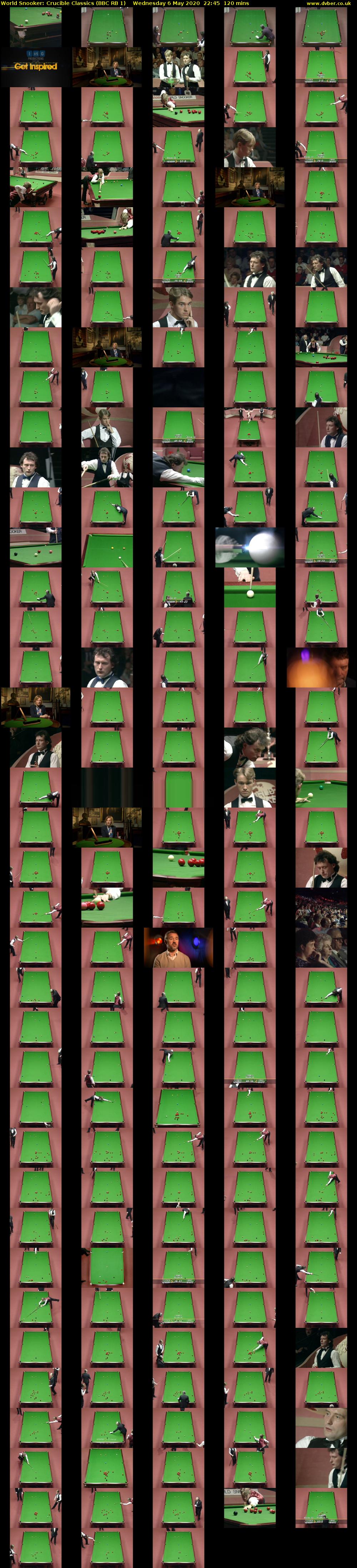World Snooker: Crucible Classics (BBC RB 1) Wednesday 6 May 2020 22:45 - 00:45