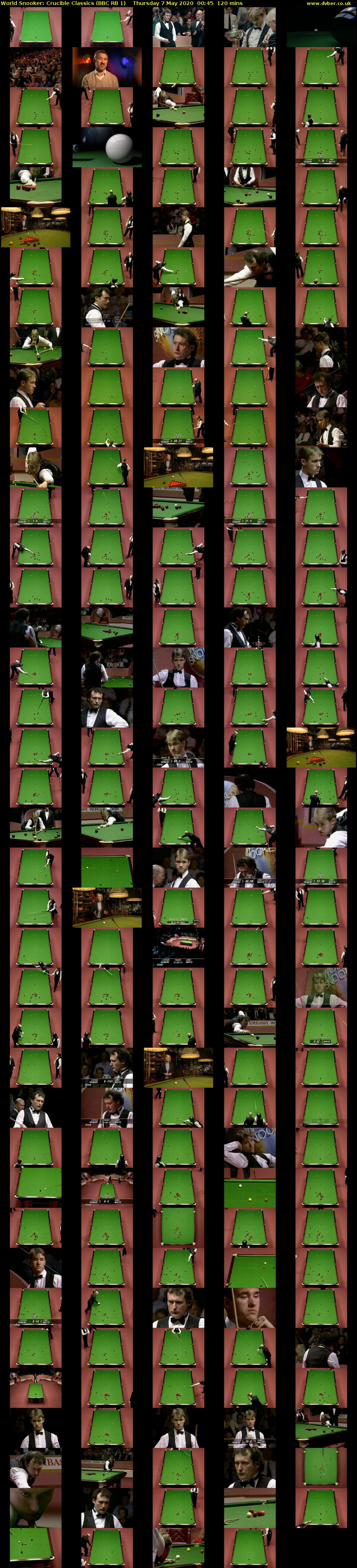 World Snooker: Crucible Classics (BBC RB 1) Thursday 7 May 2020 00:45 - 02:45