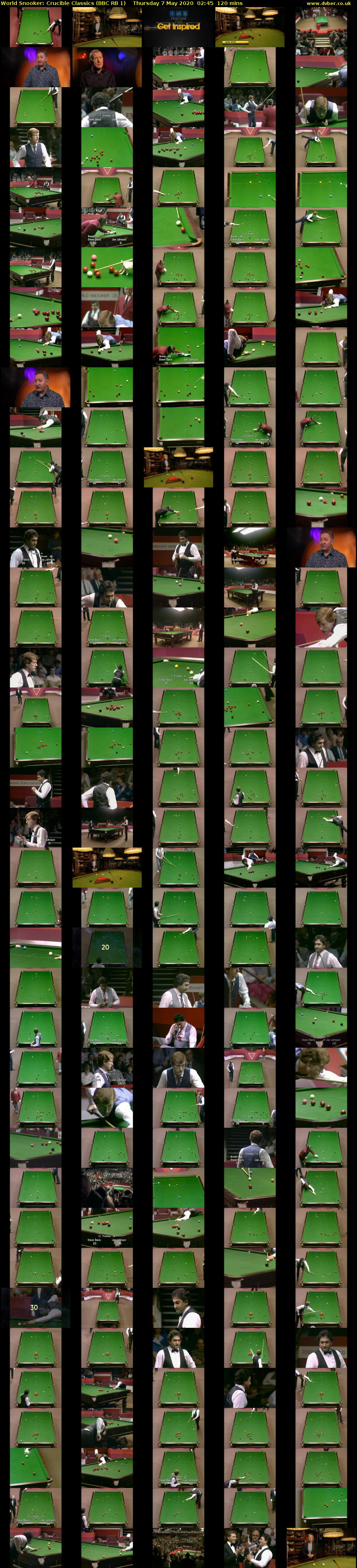 World Snooker: Crucible Classics (BBC RB 1) Thursday 7 May 2020 02:45 - 04:45