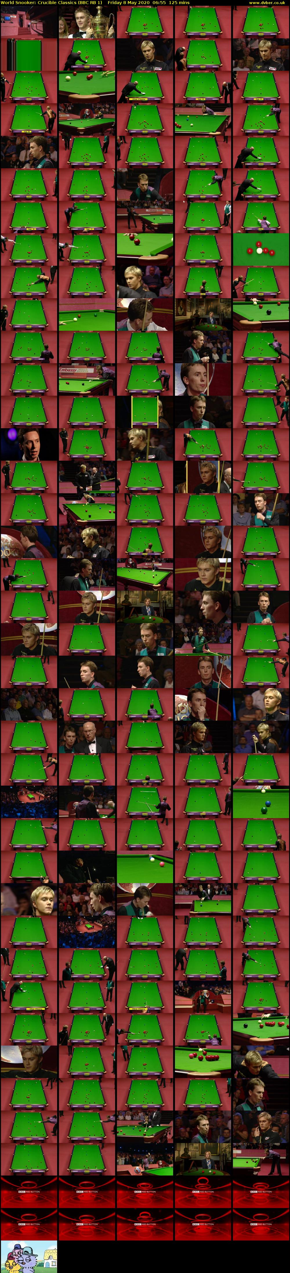 World Snooker: Crucible Classics (BBC RB 1) Friday 8 May 2020 06:55 - 09:00