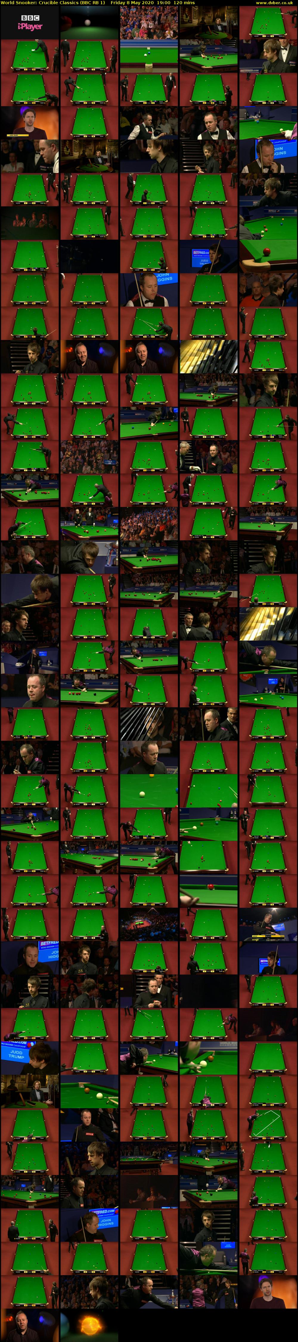 World Snooker: Crucible Classics (BBC RB 1) Friday 8 May 2020 19:00 - 21:00