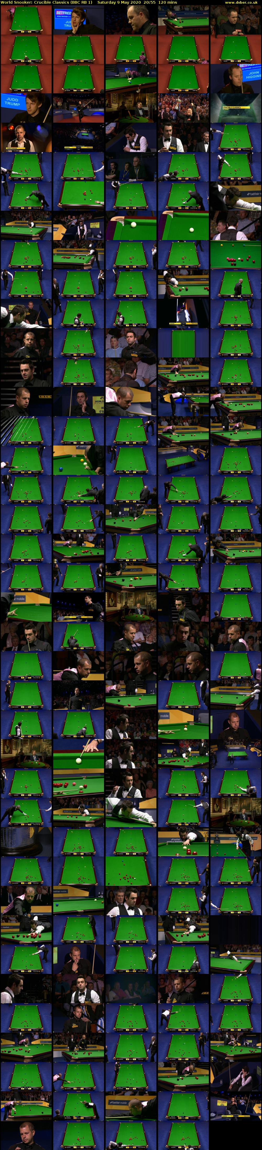 World Snooker: Crucible Classics (BBC RB 1) Saturday 9 May 2020 20:55 - 22:55