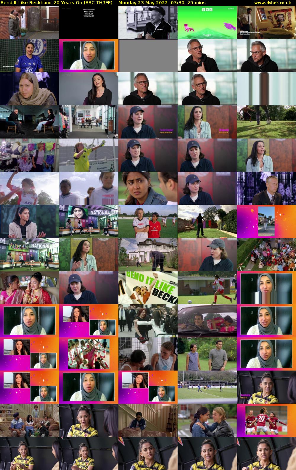 Bend It Like Beckham: 20 Years On (BBC THREE) Monday 23 May 2022 03:30 - 03:55