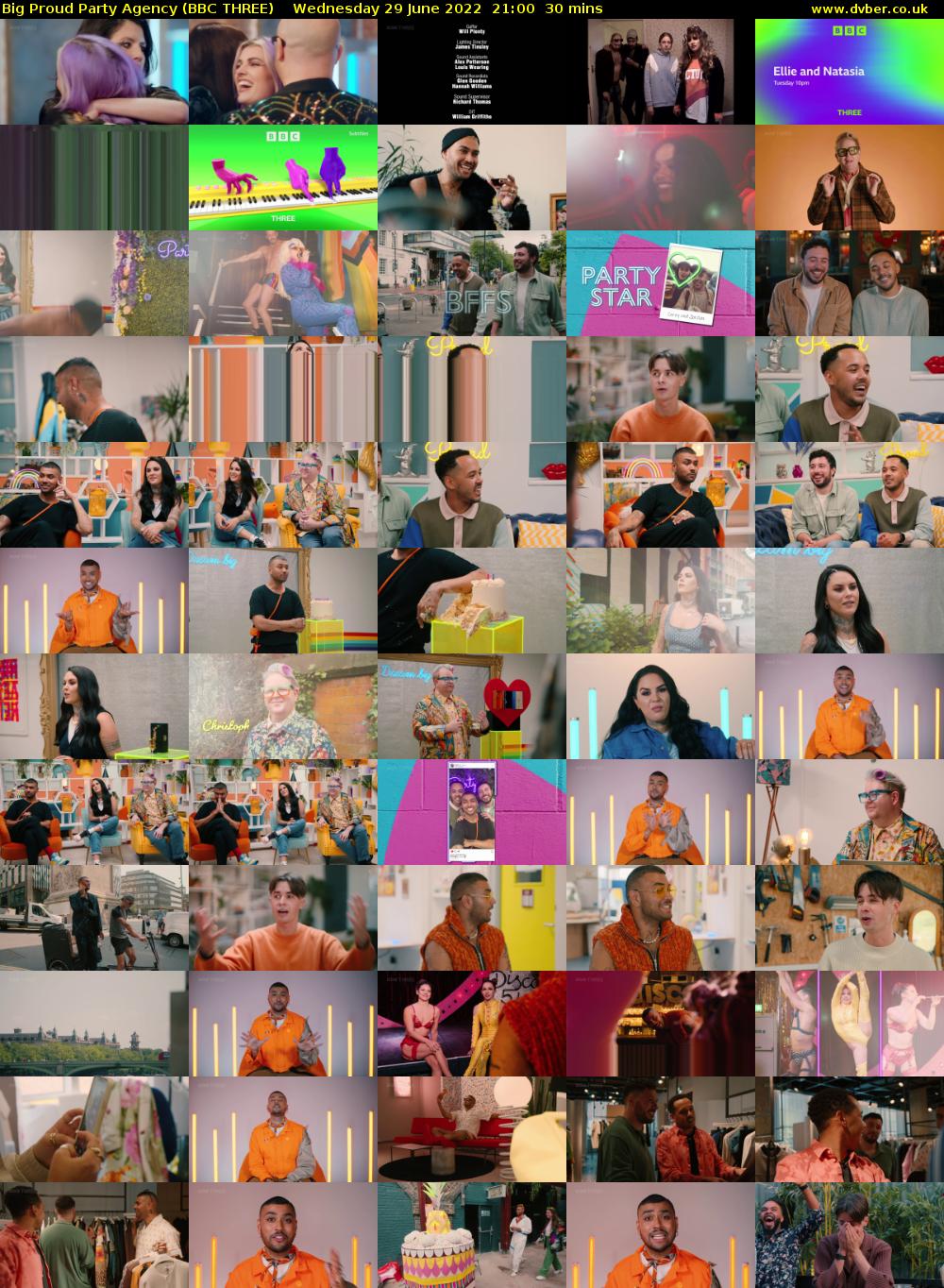 Big Proud Party Agency (BBC THREE) Wednesday 29 June 2022 21:00 - 21:30