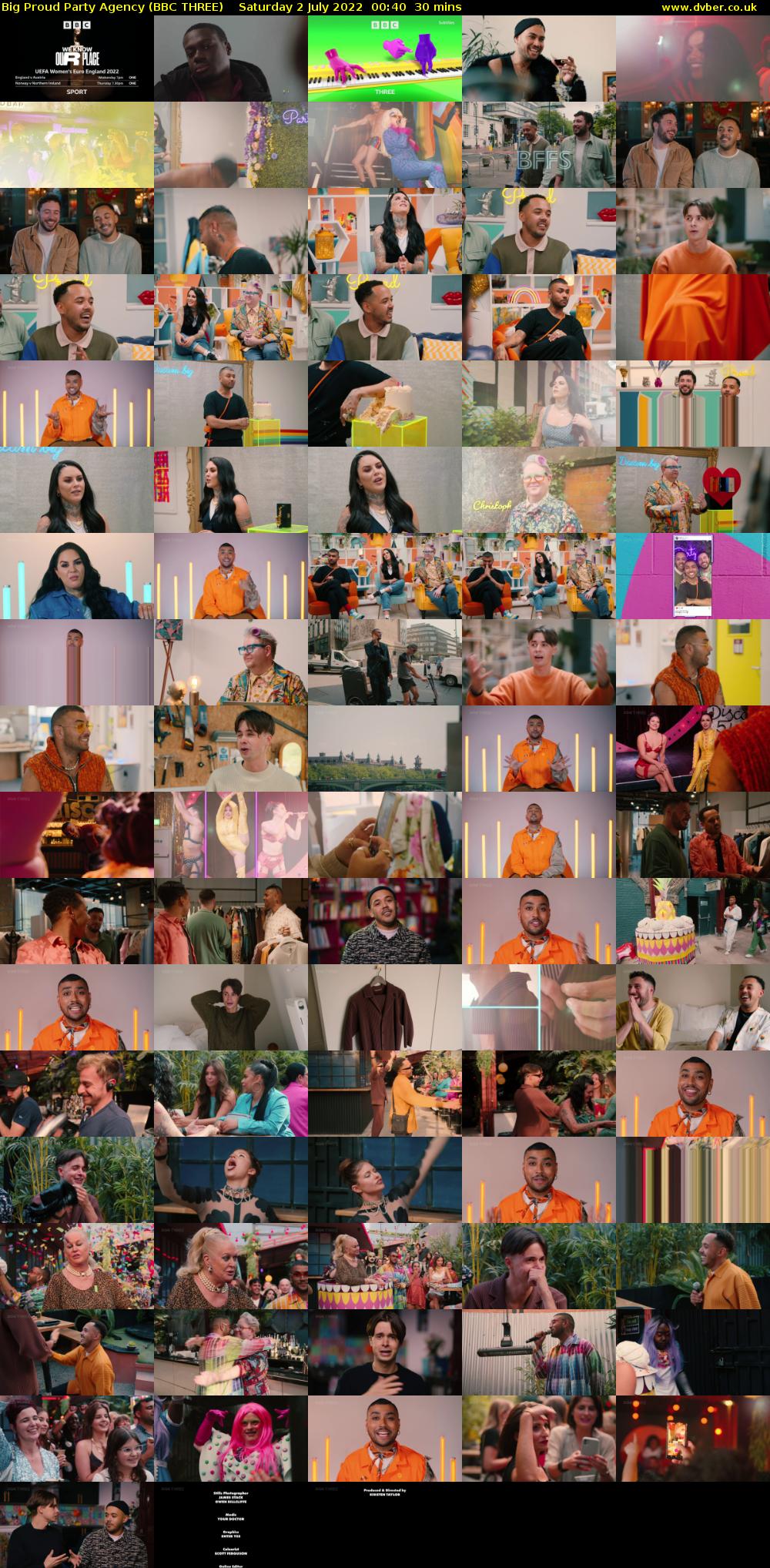 Big Proud Party Agency (BBC THREE) Saturday 2 July 2022 00:40 - 01:10