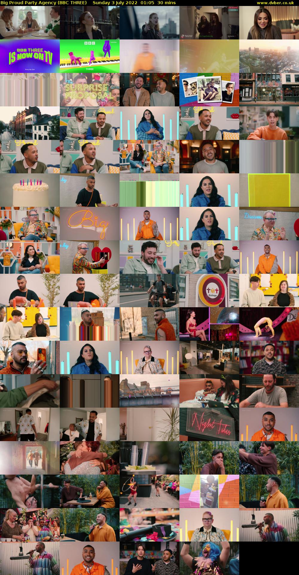 Big Proud Party Agency (BBC THREE) Sunday 3 July 2022 01:05 - 01:35