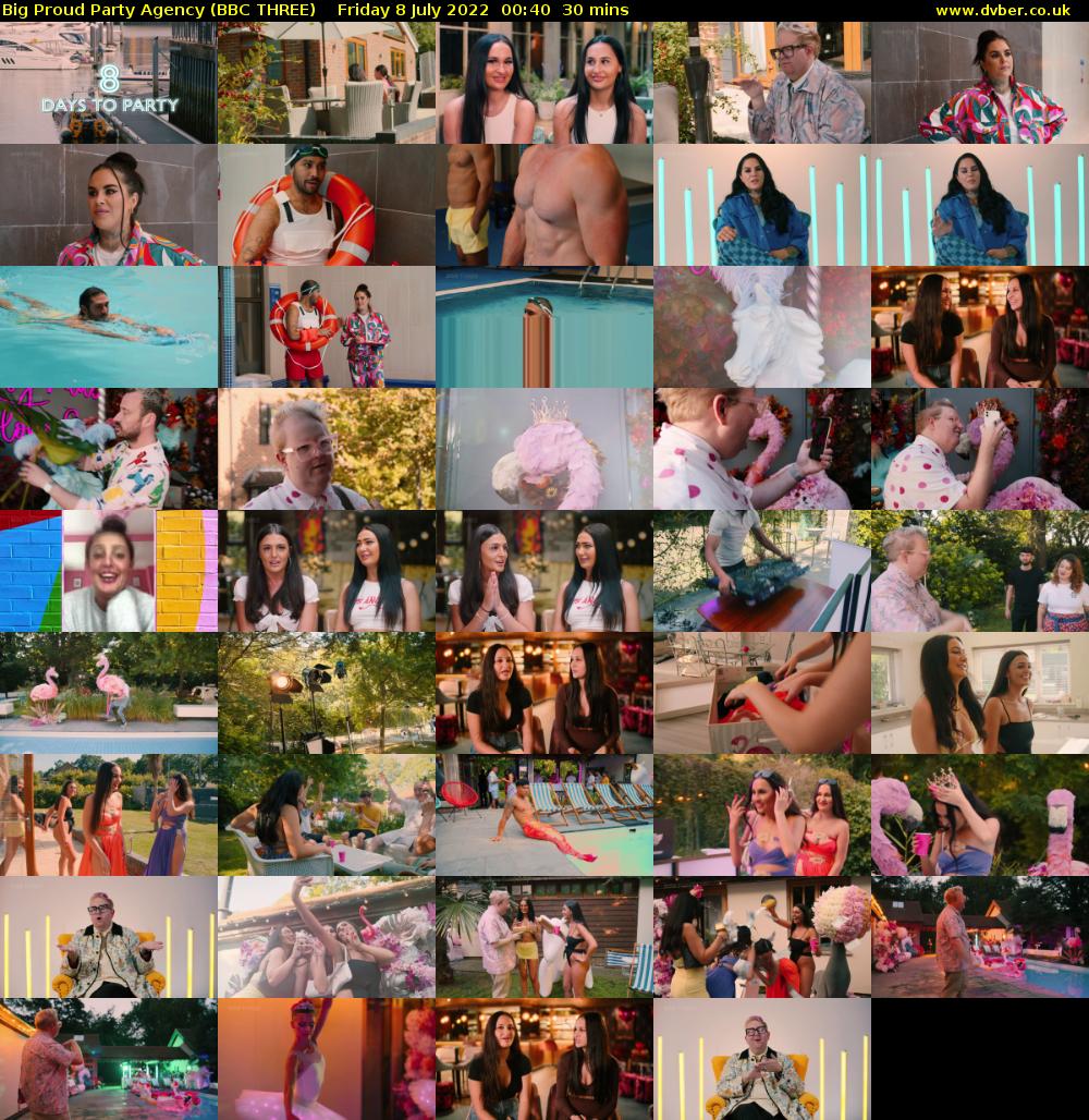 Big Proud Party Agency (BBC THREE) Friday 8 July 2022 00:40 - 01:10