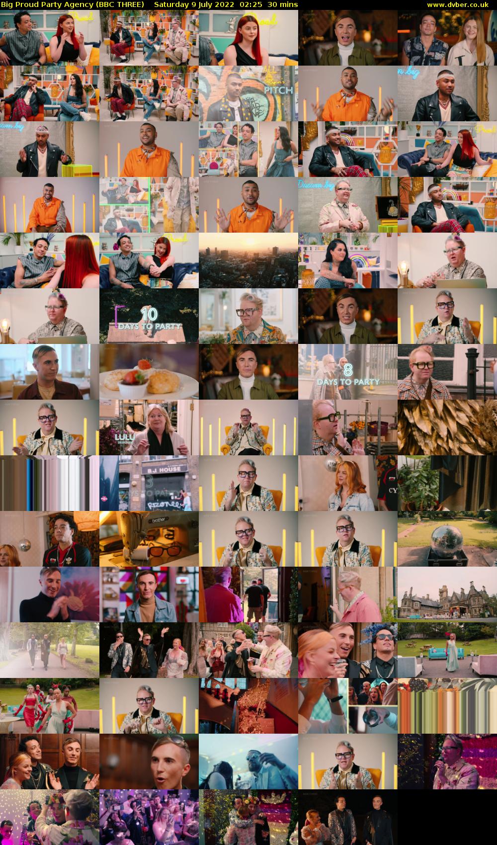 Big Proud Party Agency (BBC THREE) Saturday 9 July 2022 02:25 - 02:55