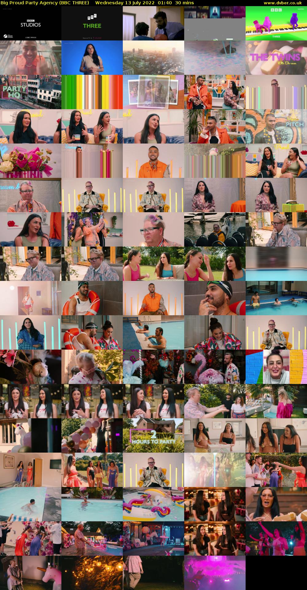 Big Proud Party Agency (BBC THREE) Wednesday 13 July 2022 01:40 - 02:10