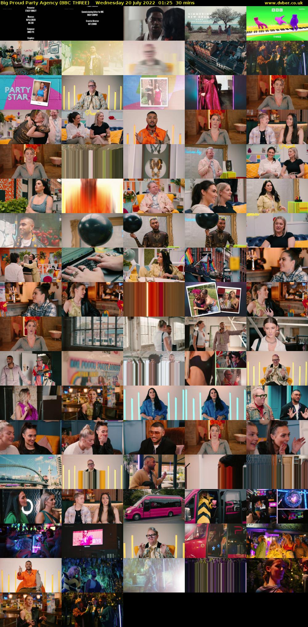 Big Proud Party Agency (BBC THREE) Wednesday 20 July 2022 01:25 - 01:55