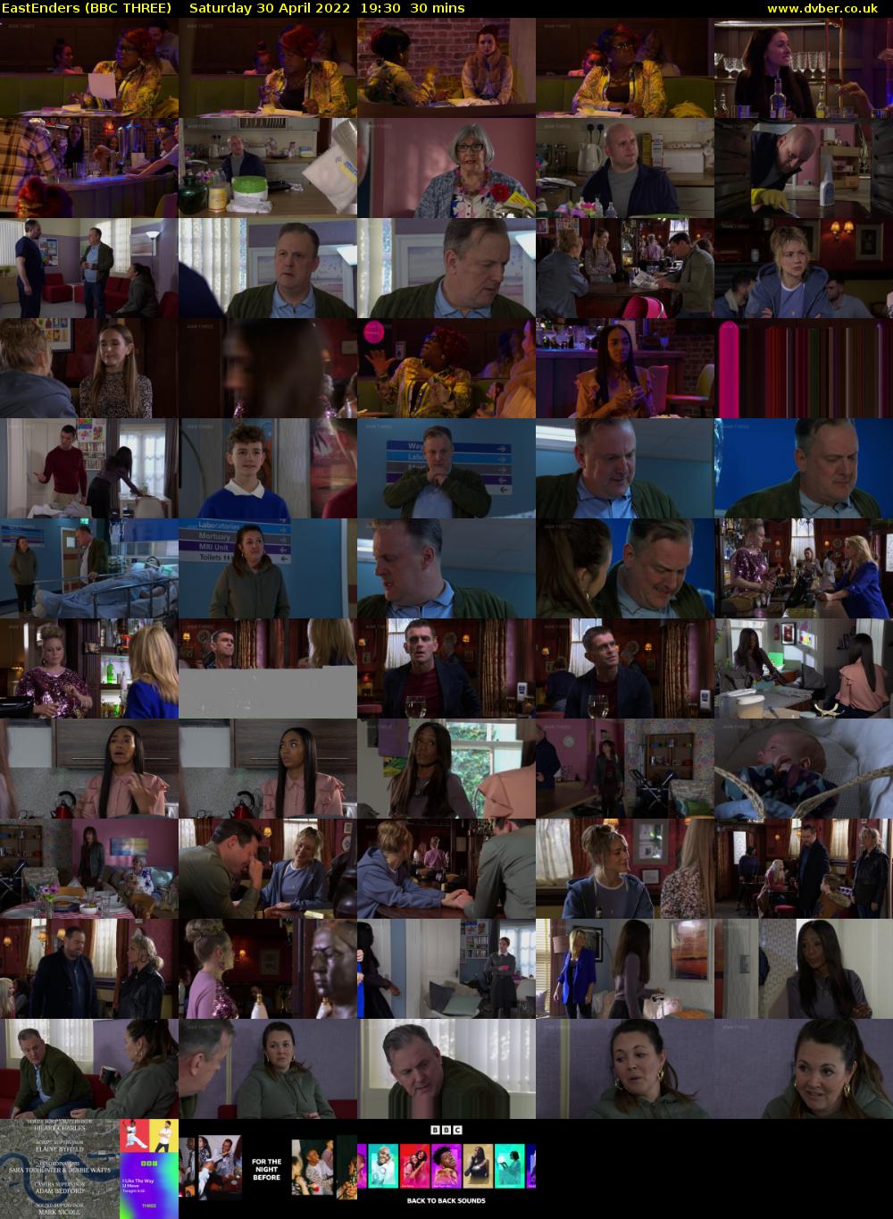 EastEnders (BBC THREE) Saturday 30 April 2022 19:30 - 20:00