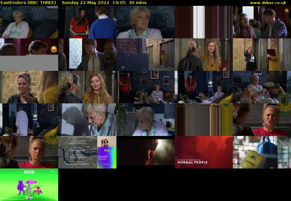 EastEnders (BBC THREE) Sunday 22 May 2022 19:05 - 19:35
