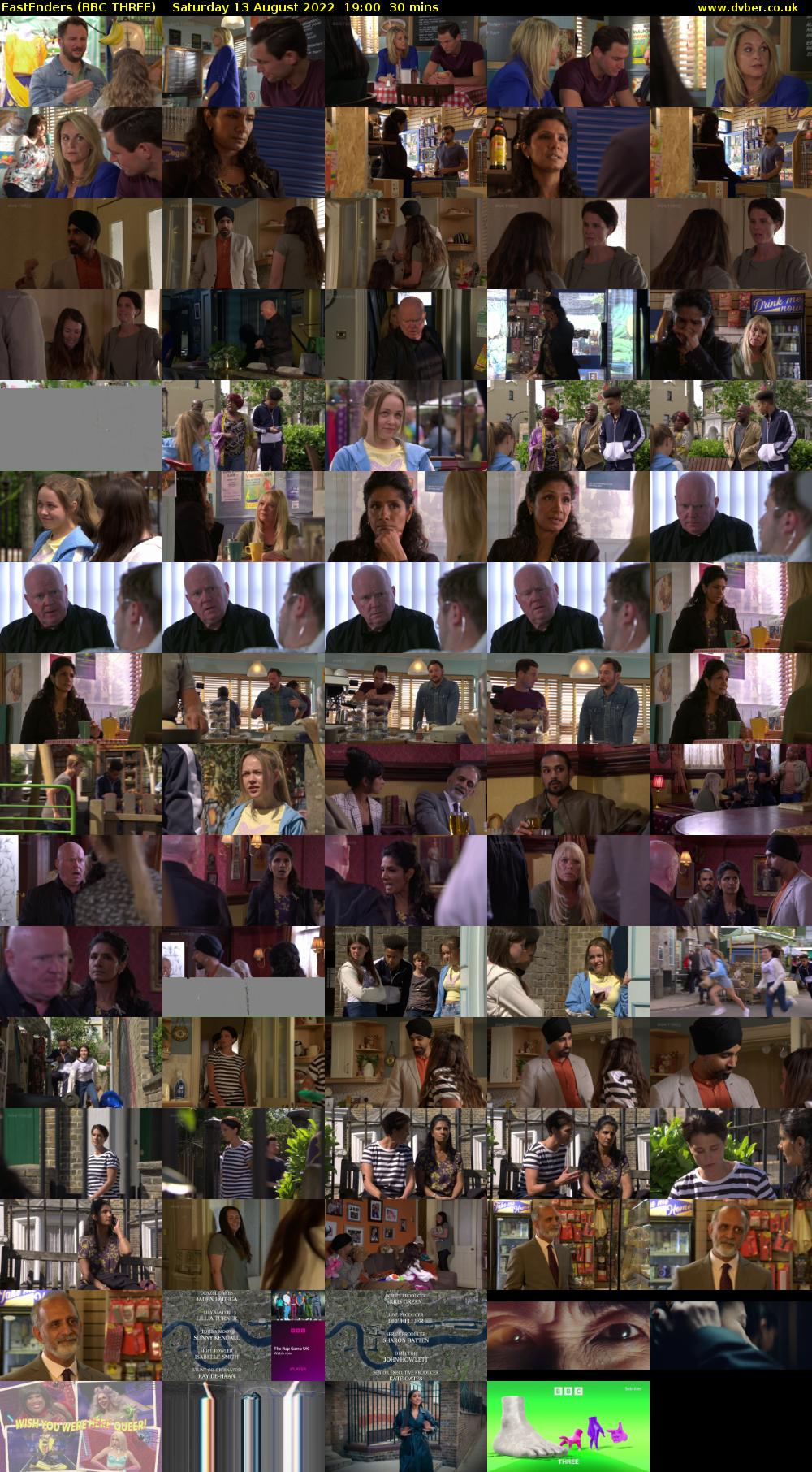 EastEnders (BBC THREE) Saturday 13 August 2022 19:00 - 19:30