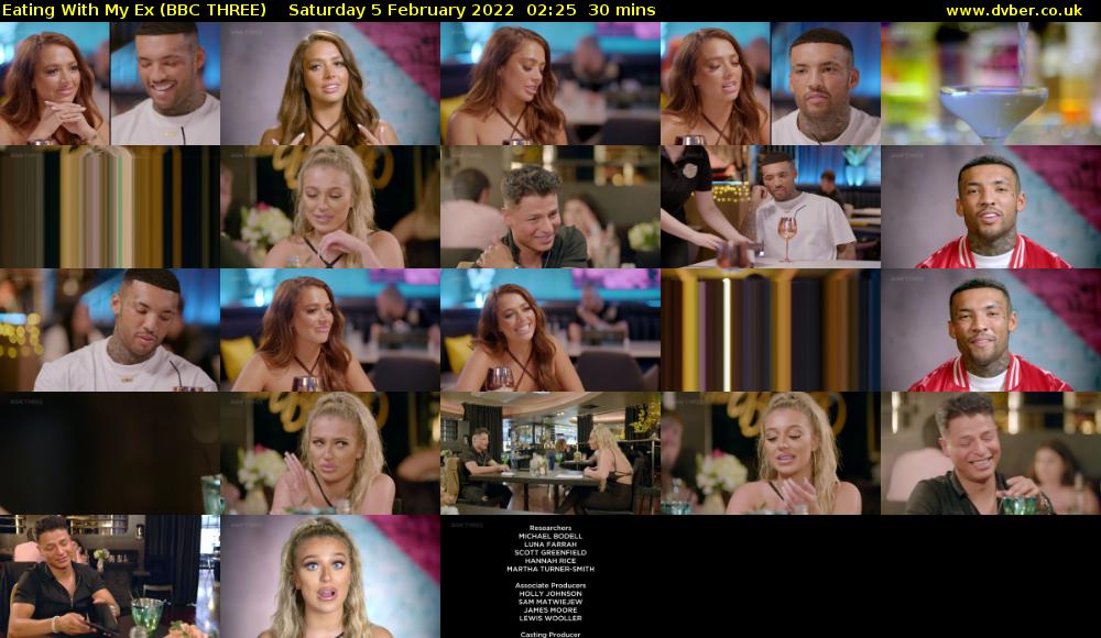Eating With My Ex (BBC THREE) Saturday 5 February 2022 02:25 - 02:55