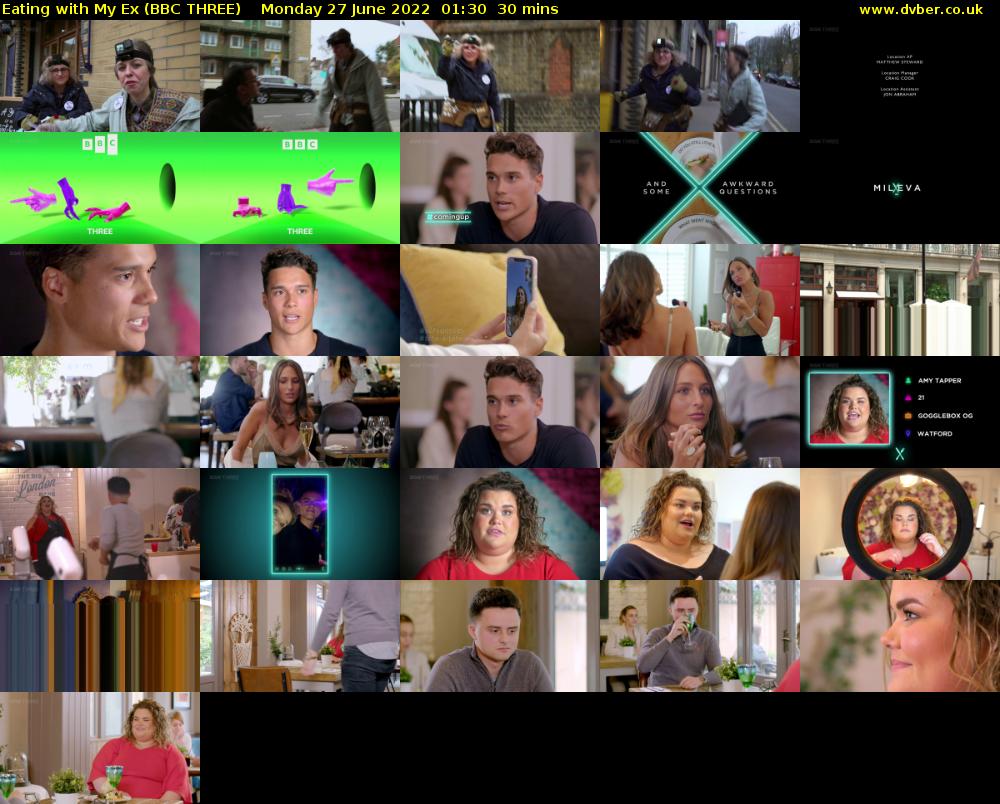 Eating with My Ex (BBC THREE) Monday 27 June 2022 01:30 - 02:00