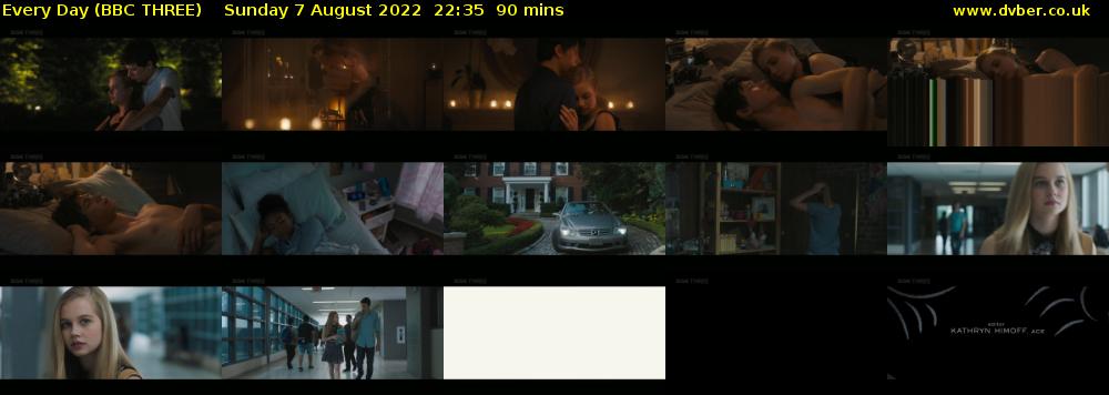 Every Day (BBC THREE) Sunday 7 August 2022 22:35 - 00:05