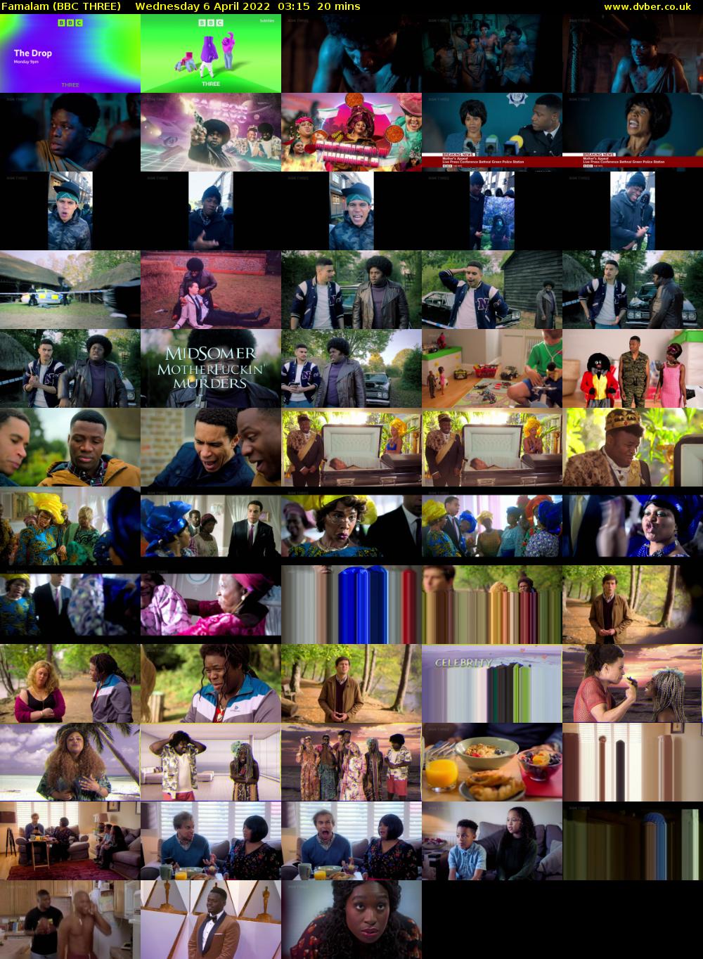 Famalam (BBC THREE) Wednesday 6 April 2022 03:15 - 03:35