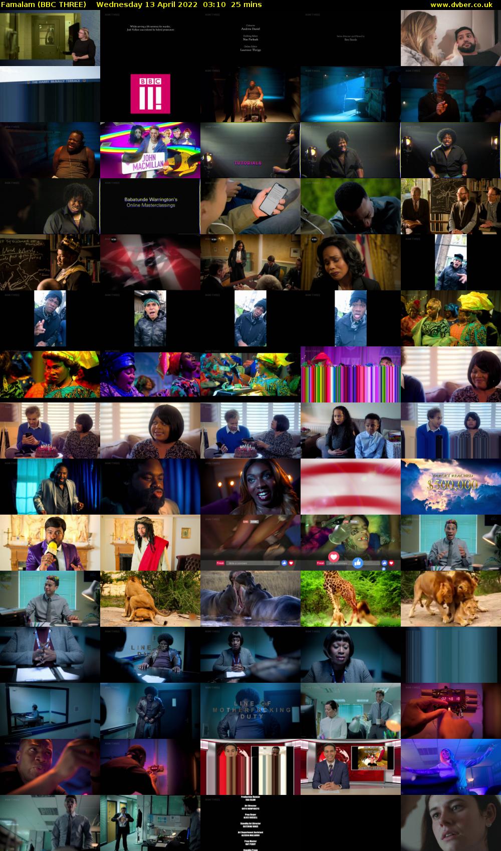 Famalam (BBC THREE) Wednesday 13 April 2022 03:10 - 03:35