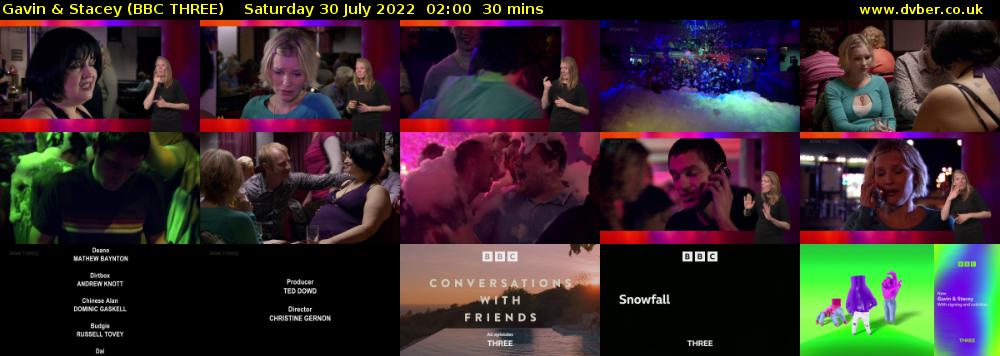 Gavin & Stacey (BBC THREE) Saturday 30 July 2022 02:00 - 02:30