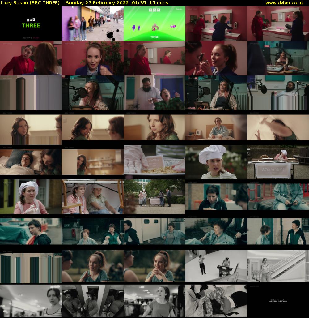Lazy Susan (BBC THREE) Sunday 27 February 2022 01:35 - 01:50
