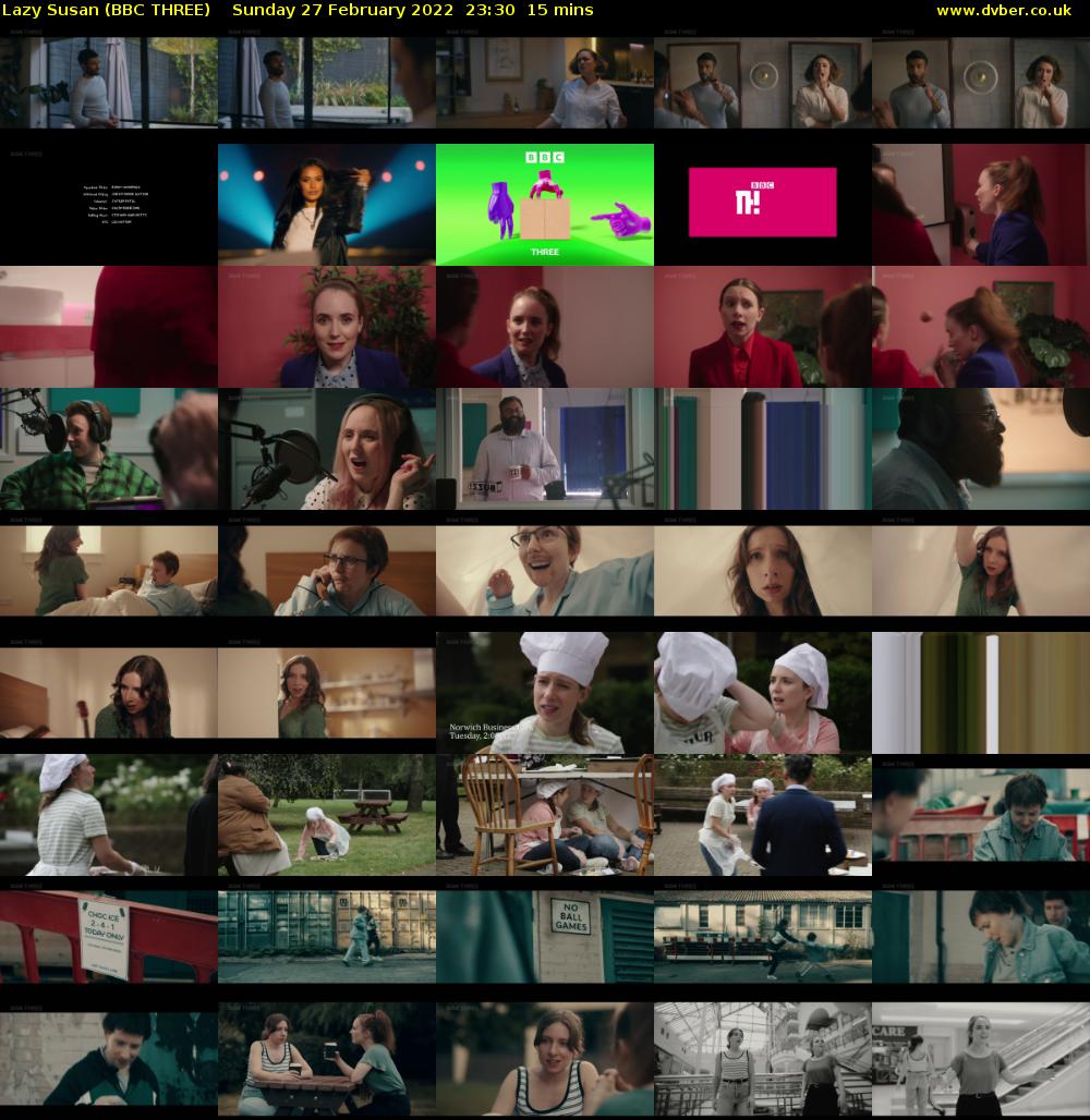 Lazy Susan (BBC THREE) Sunday 27 February 2022 23:30 - 23:45