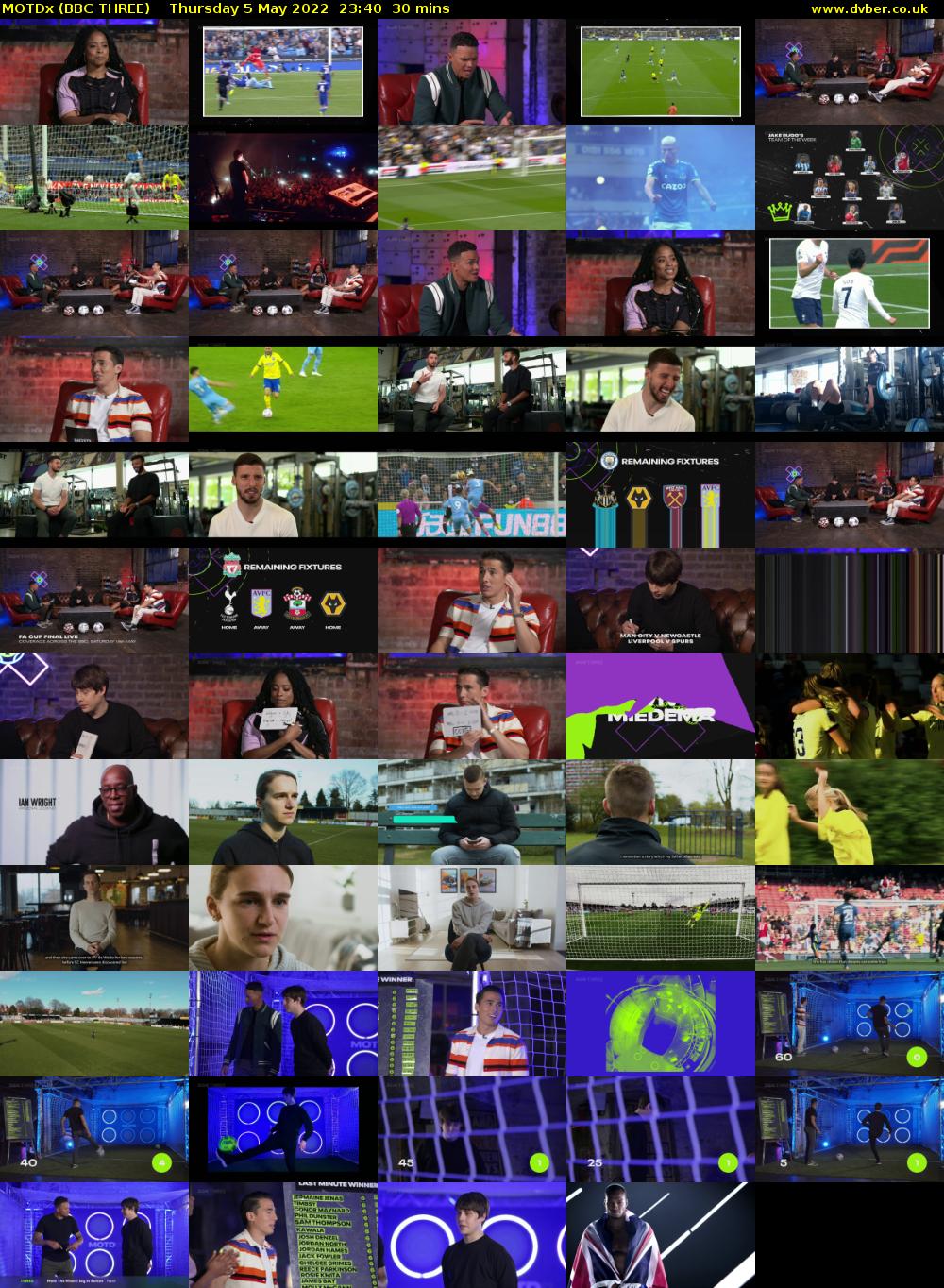 MOTDx (BBC THREE) Thursday 5 May 2022 23:40 - 00:10