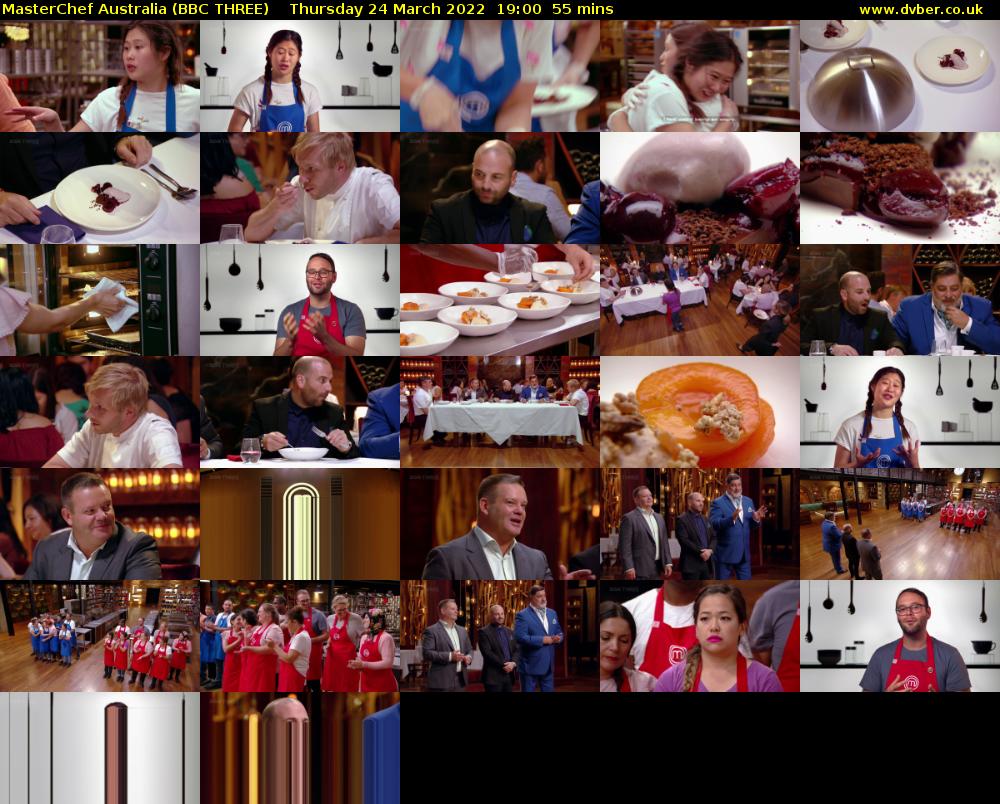 MasterChef Australia (BBC THREE) Thursday 24 March 2022 19:00 - 19:55