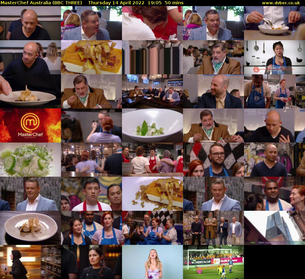MasterChef Australia (BBC THREE) Thursday 14 April 2022 19:05 - 19:55