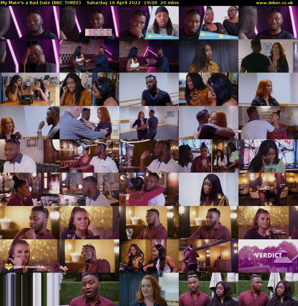 My Mate's a Bad Date (BBC THREE) Saturday 16 April 2022 19:00 - 19:20