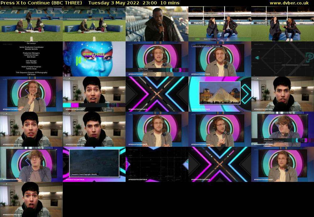 Press X to Continue (BBC THREE) Tuesday 3 May 2022 23:00 - 23:10