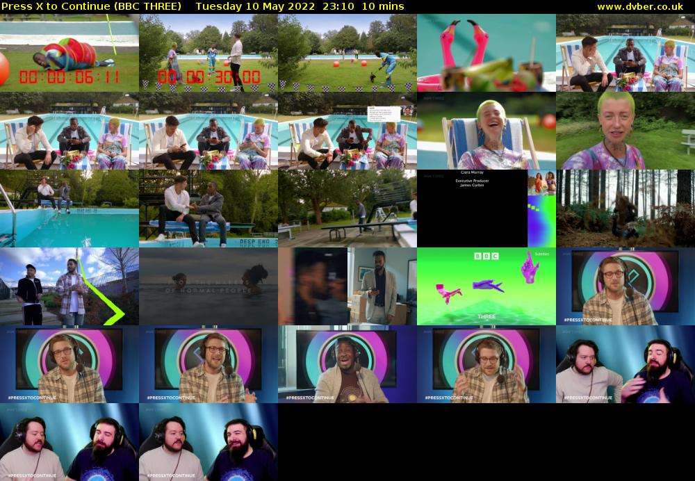 Press X to Continue (BBC THREE) Tuesday 10 May 2022 23:10 - 23:20