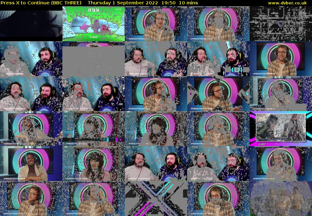 Press X to Continue (BBC THREE) Thursday 1 September 2022 19:50 - 20:00