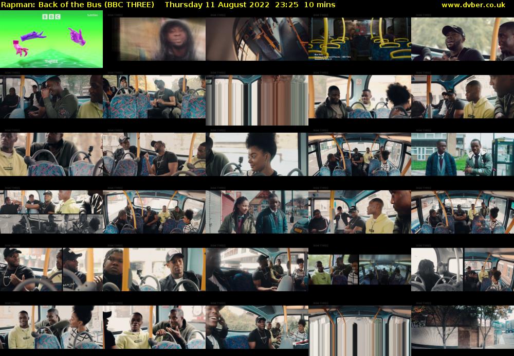 Rapman: Back of the Bus (BBC THREE) Thursday 11 August 2022 23:25 - 23:35