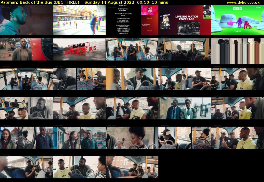 Rapman: Back of the Bus (BBC THREE) Sunday 14 August 2022 00:50 - 01:00
