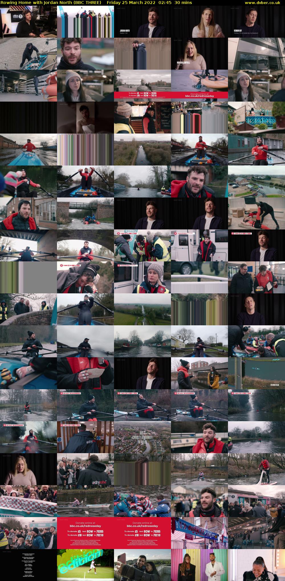Rowing Home with Jordan North (BBC THREE) Friday 25 March 2022 02:45 - 03:15