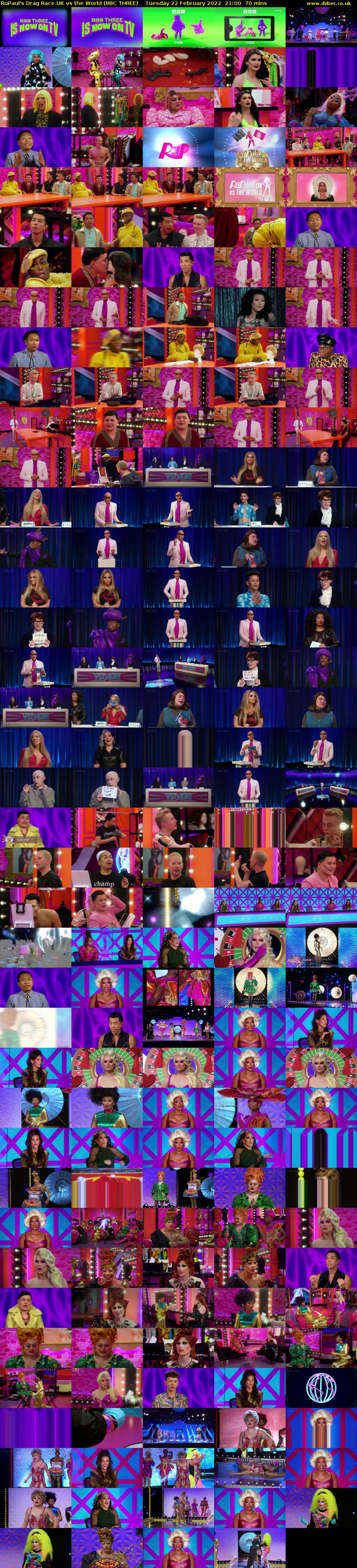 RuPaul's Drag Race UK vs the World (BBC THREE) Tuesday 22 February 2022 21:00 - 22:10