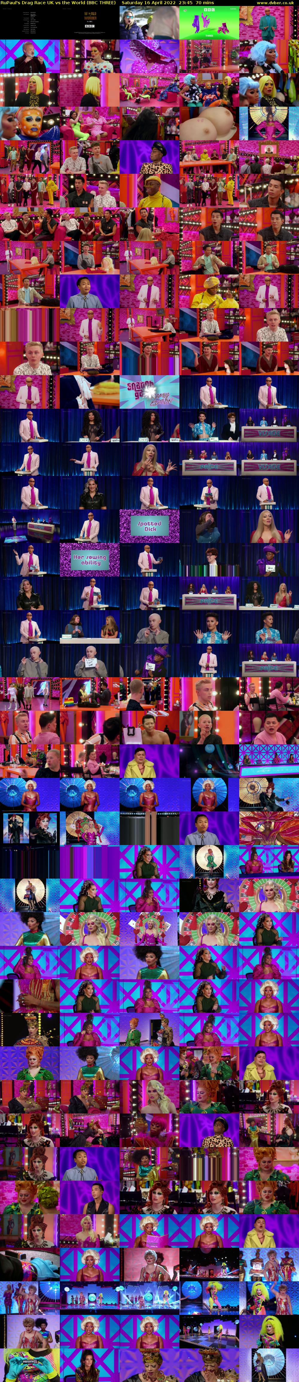 RuPaul's Drag Race UK vs the World (BBC THREE) Saturday 16 April 2022 23:45 - 00:55