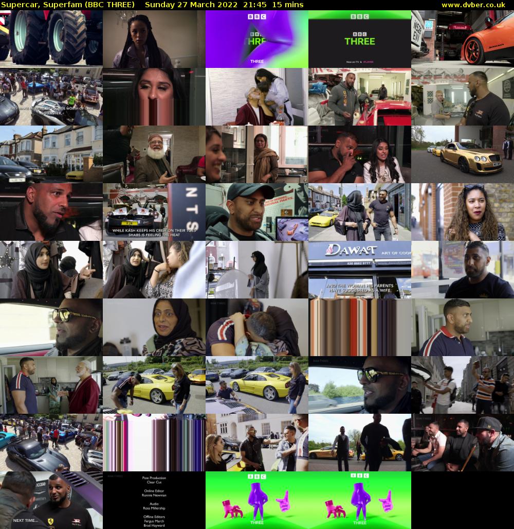 Supercar, Superfam (BBC THREE) Sunday 27 March 2022 21:45 - 22:00