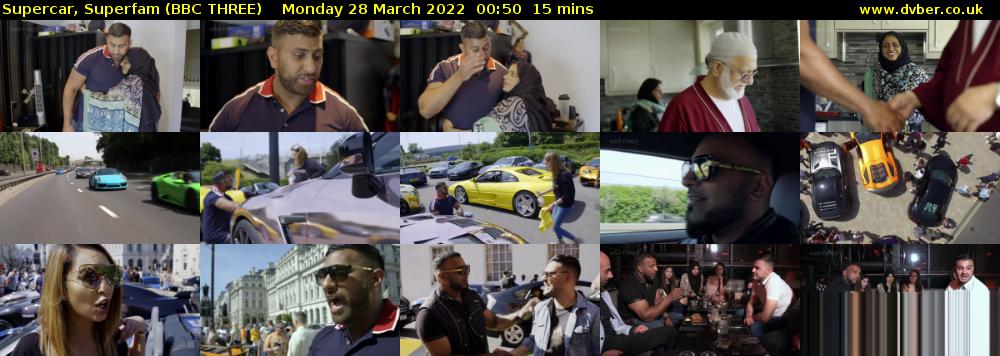 Supercar, Superfam (BBC THREE) Monday 28 March 2022 00:50 - 01:05