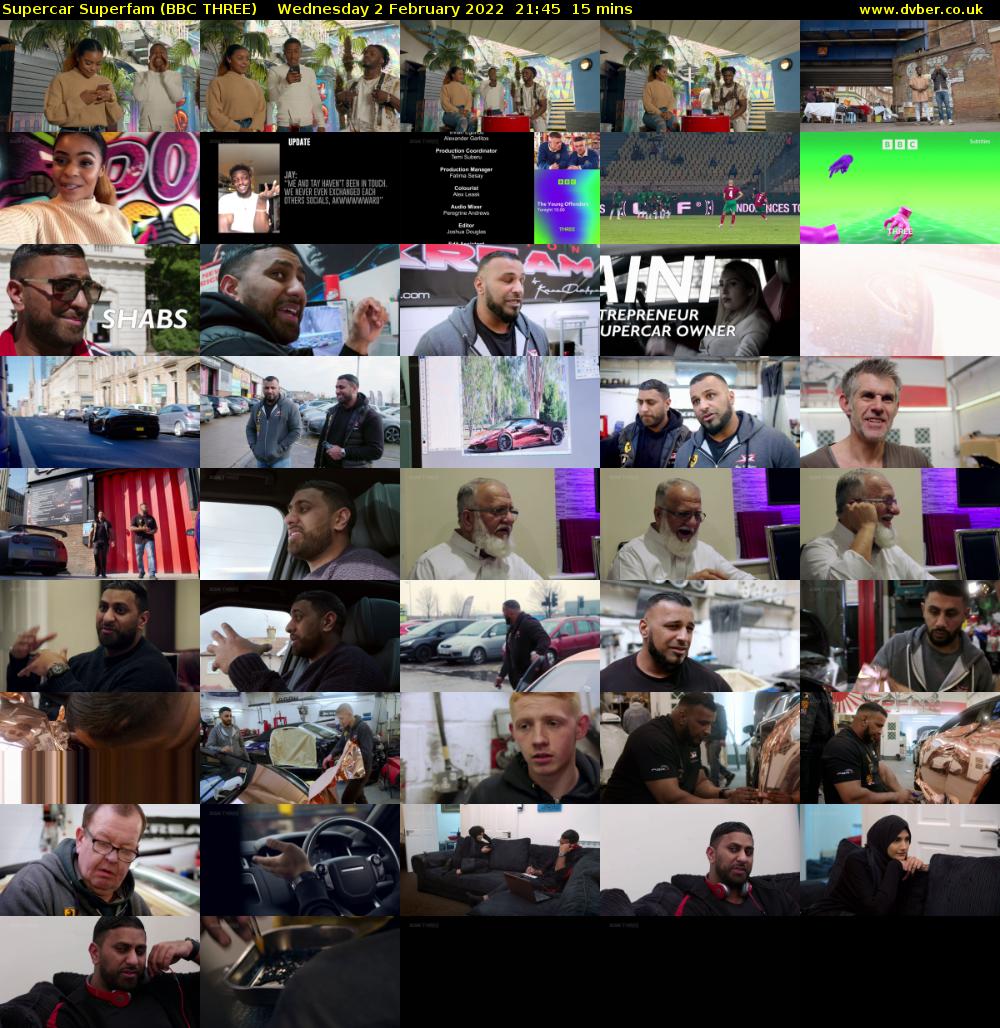 Supercar Superfam (BBC THREE) Wednesday 2 February 2022 21:45 - 22:00