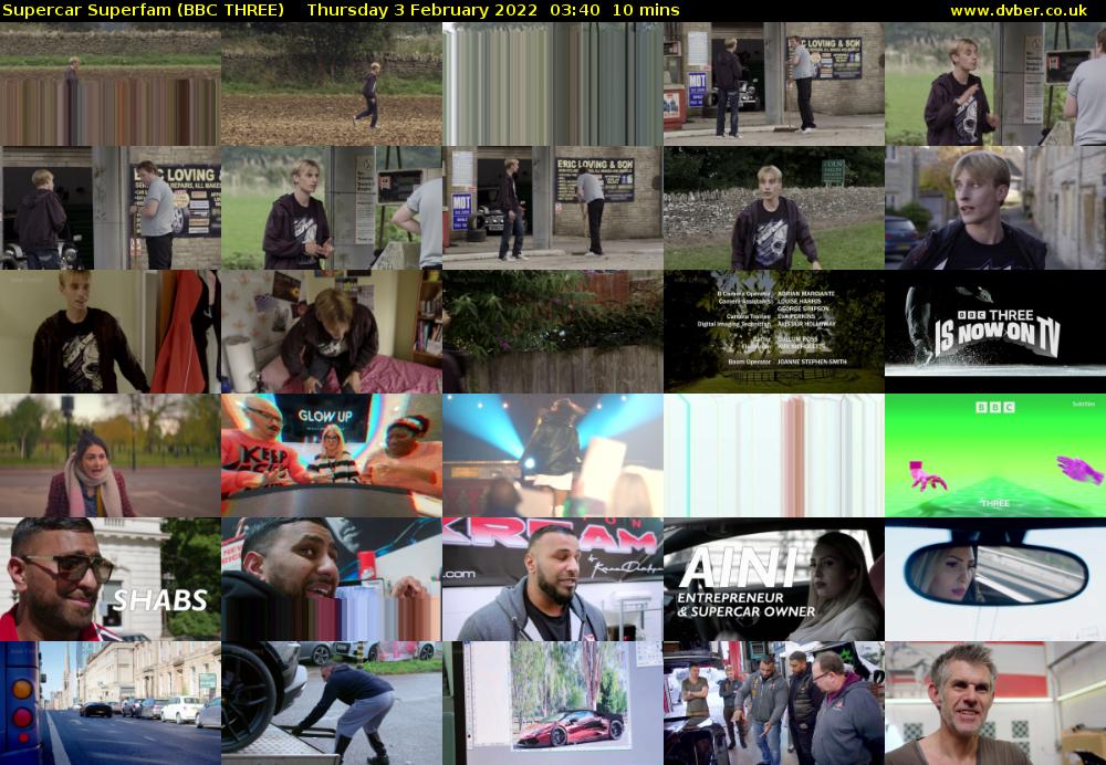 Supercar Superfam (BBC THREE) Thursday 3 February 2022 03:40 - 03:50